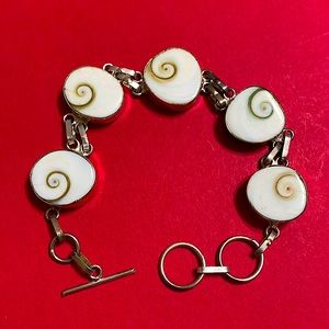 🖤VTG💕Sterling silver & Hawaiian Shiva eye shell bracelet